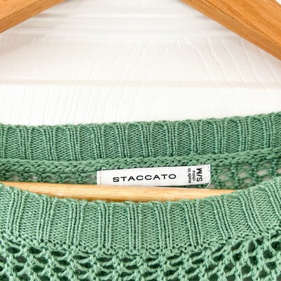 Staccato Green Open Knit Oversized Poncho Sweater Women’s Size S/M EUC - Picture 3 of 5